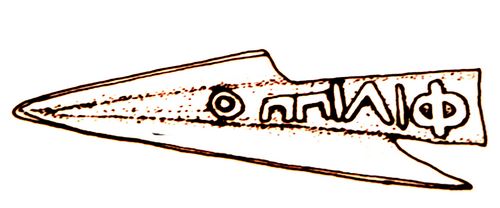Olynthus, Arrowhead with inscription "from Philip", drawing