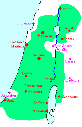 Map of the kingdom of Herod the Great