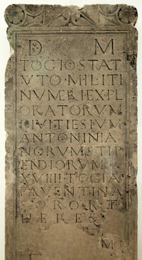 Tombstone of Togius Statutus, explorator in a military unit named after Divitia.