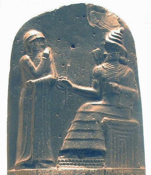 övre delen av kodex av Hammurabi; tagen från Babylon till Susa grävdes det ut i det som nu är Iran.